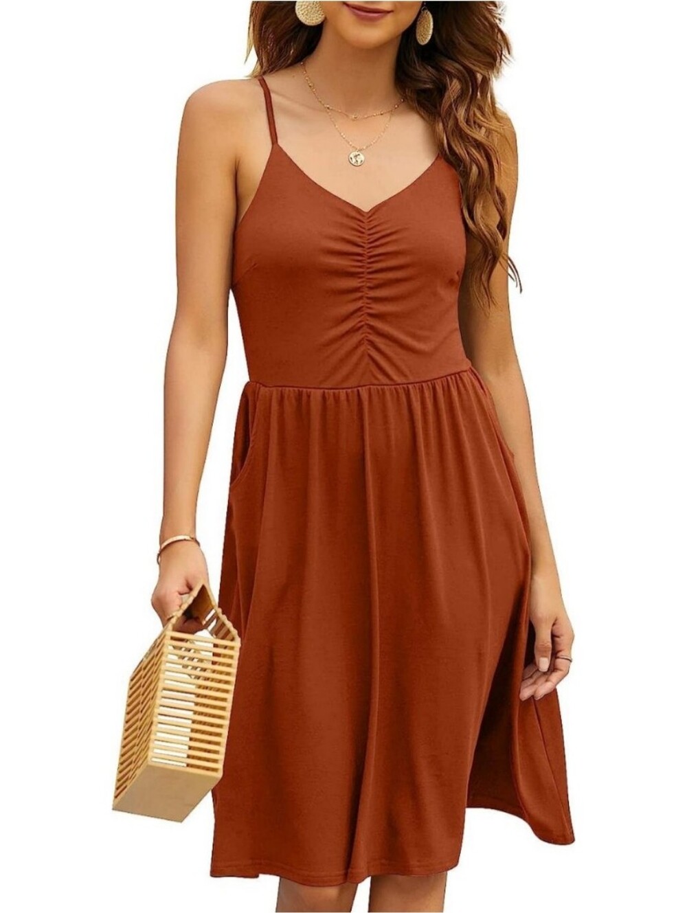 NWT YATHON Size S Rust Brown Dress
